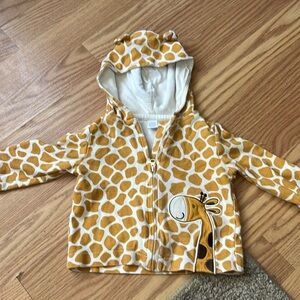 Boys zip up hoodie 12 months giraffe print with ears